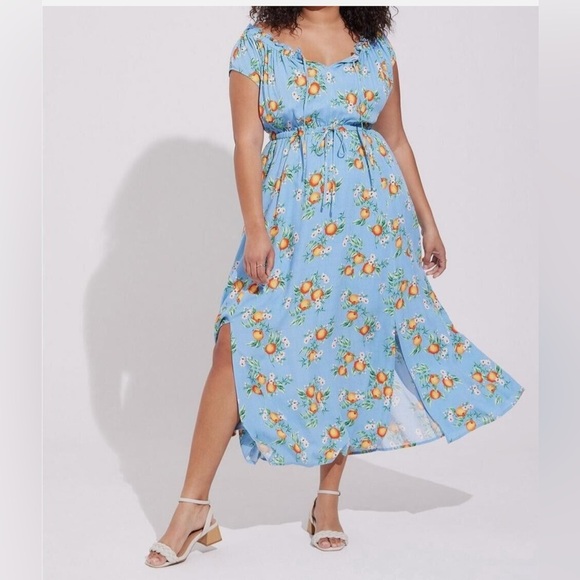 NWT Torrid Maxi Textured Woven Double Slit Dress Blue Size 4x - Picture 1 of 5